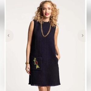 Frances Valentine Twiggy Fringe Dress Navy Blue size XS NWT NEW